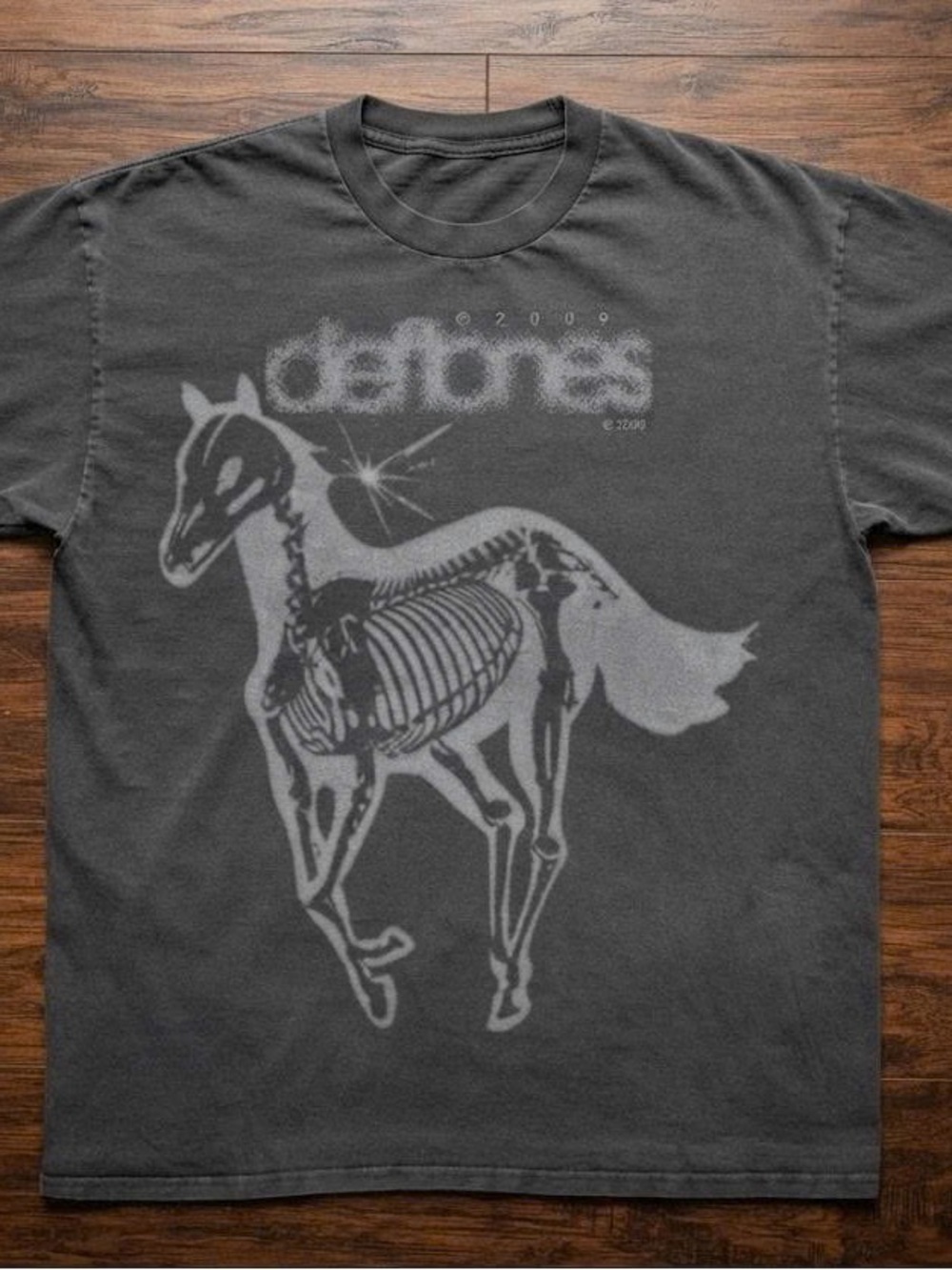 Charcoal Tee with Skeleton Horse Graphic